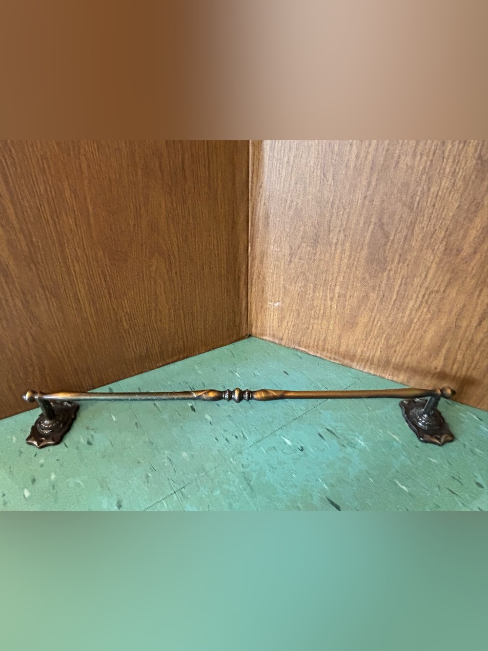 Vintage bathroom towel bar antique bronze Amerock carriage house